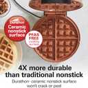 Hamilton Beach Belgian Waffle Maker with PFAS-Free Non-Stick Ceramic-Coated Plates, Browning Control, Indicator Lights, Stainless Steel (26081)