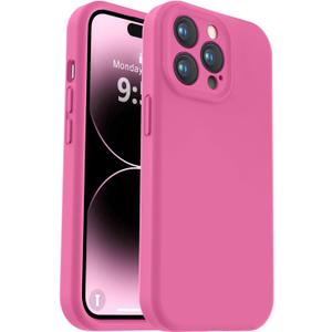 Vooii Compatible with iPhone 14 Pro Case, Liquid Silicone Upgrade [Camera Protection] [Soft Anti-Scratch Microfiber Lining] Shockproof Phone Case for iPhone 14 Pro 6.1 inch - Pitaya