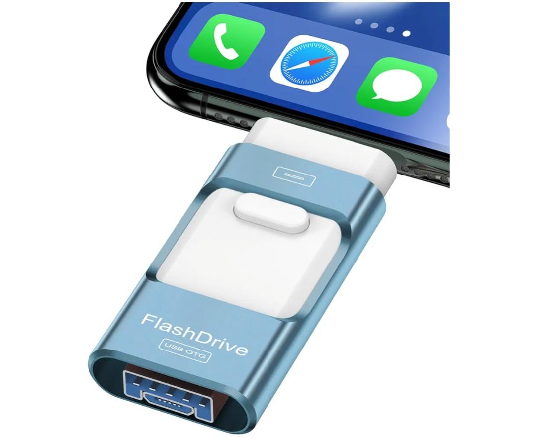 256GB Flash Drive for iPhone Photo Stick,Thumb Drive USB Stick High Speed Transfer USB Drives External Picture Video Storage Memory Expansion for iPhone/iPad/PC (Blue)