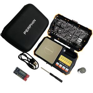 Pocket Scale, Dual Powered, Precision Gram Scale with Zipper Case, Digital Small Coin Scale, Large Backlight Display, 200g x 0.01g, 6 Weighing Units,Cal Weight, USB Cable Included (Orange)