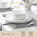 MALACASA Plates and Bowls Sets, 12 Pieces Porcelain Dinnerware Sets Dishware Sets Chip Resistant Ceramic Dish Set Dining Dinner Ware Service for 4, White, Series LUNA