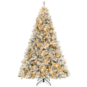 8 FT Pre-Lit Christmas Tree 3-Minute Quick Shape Flocked Decor with 600 LED Lights