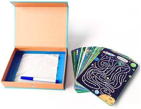 2B Toys Maze Cards for Kids Ages 3-8 - 32 Story-Themed Mazes, Reusable Screen Free Travel Activity with Marker, Educational Puzzle Game for Boys & Girls