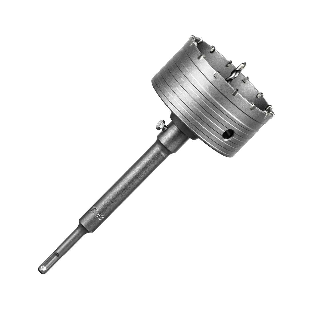 SALI Concrete Hole Saw Kits 4-5/16"110mmTungsten Steel Wall Hole Cutter Drill Bit Sets with 220mm SDS Plus Shank Connecting Rod110mm Center Positioning Drill Bits for Cinder Block,Brick,Adobe Wall