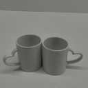 MR.R Sublimation Blanks Dishwasher White Ceramic Coffee Mugs 11oz Blank Ceramic Classic Drinking Cup Mug with Heart Handle For Milk Tea Cola Water, Set of 2