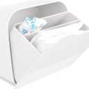 Sanitary Napkin Storage Container,Plastic Portable Sanitary Napkin Organizer Box for Bathroom 6x6x3.5 inches First Period Bag for Girls,Women,Ladies(White)