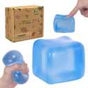 Squishy Ice Cube Fidget Toy,Large Squeeze Toys, Big Squishy Stress Ball with Durable Soft Texture, Extra-Satisfying Squeeze Toy for Adults and Boys & Girls Age 3+ (2.76in) (Blue)