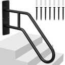 Handrails for Outdoor Steps Stair Railing Indoor, 1 to 3 Steps Stairs Wall Mounted Metal Handrail for The Elderly, Kids, Disabled, Pregnant Women