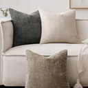 Soft Chenille Decorative Throw Pillow Covers 20x20 Inch for Living Room Decor, Neutral Brown Sofa Couch Pillow Covers for Modern Home Decor Deal, Pack of 3 WT
