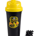 Karate Kid Cobra Kai 25oz Shaker Bottle w/ Blender Mixer Ball - Drink Measurements, Fliptop, Leakproof Screw Lid- Blend Protein Powder, Sports Drinks, Shakes, Smoothies - Officially Licensed