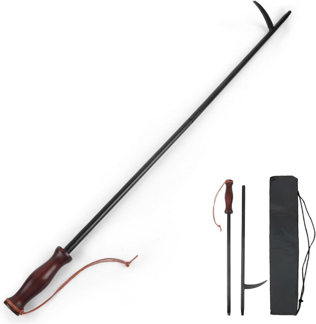 Fire Poker with Blow Poke - 34in 2-in-1 Fireplace Tool with Comfortable Wooden Handle, Durable Poker & Airflow Stick for Fire Pits, Wood Stoves & BBQ