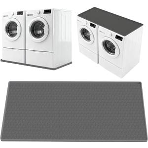 Large Washing Machine Drain Pan Silicone Mat, 54" X27.5" Non-Slip Waterproof Washing Machine Tray, Washer Drip Pan Under Dryer or Washer, Anti-Vibration, Floor Leak Protector for Laundry Room-Gray