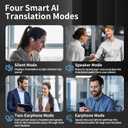 ai Translation Earbuds Translator Earphones Real Time with AI App Supporting 145 Languages, Clear Sound Quality Long Battery Life, Ergonomic Design, Perfect for Travel, Study, Business (Black)