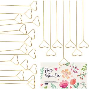 40 Pcs Floral Card Holder Picks, Heart Picture Holders, Photo Holder Pick Stick, Gold Floral Place Card Holder, Floral Picks Clips, Photo Picture Holder for Weddin