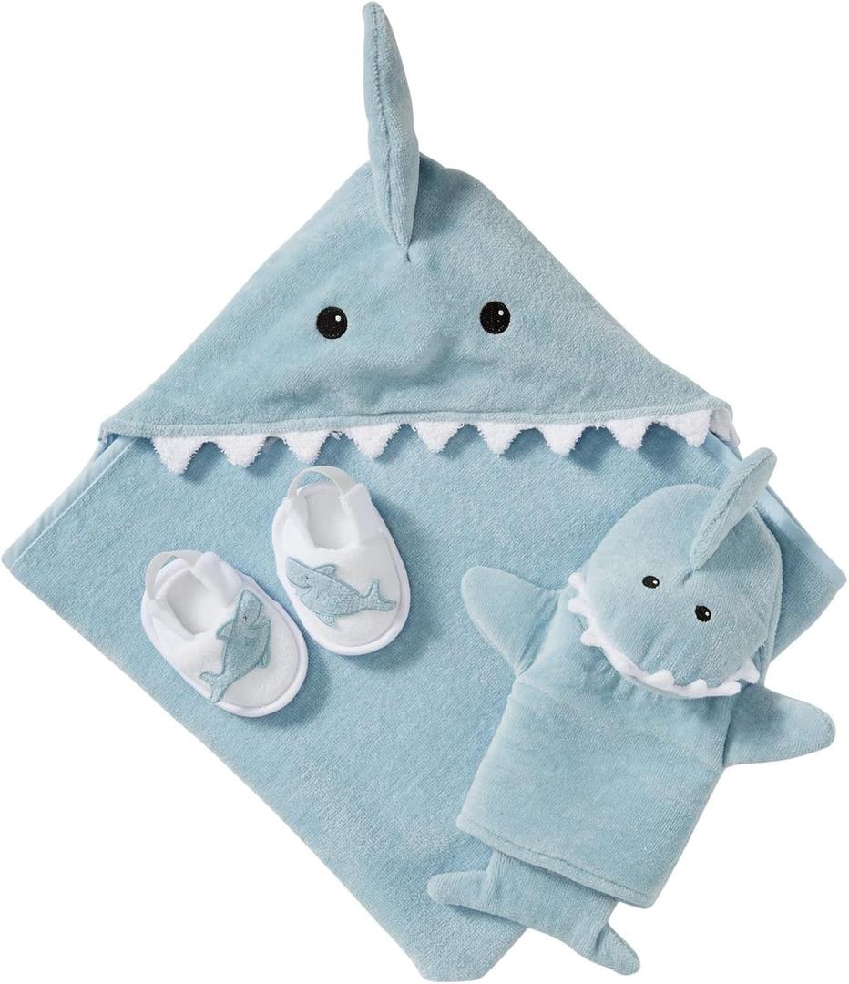 Baby Aspen Baby Shark Hooded Towel/Newborn Spa Bath Robe, Baby Beach Towel | Baby Bath Towel (Blue)