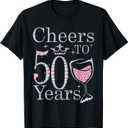 Cheers to 50 Years 1972 50Th Birthday Gift For Womens T-Shirt, Black, 1X