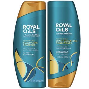 Head & Shoulders Royal Oils Shampoo and Conditioner Set, 1% Pyrithione Zinc, Scalp Care & Hydration, Moisture Renewal Conditioner + Anti-Dandruff Shampoo, 12.8 fl oz Each