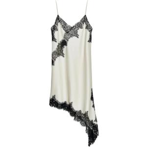 Women's Satin Lace Dress Asymmetric Cocktail Mini Dress Layering Essentials Elegant Dresses Date Night Outfits, Large