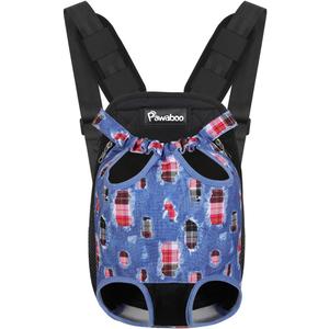 Pawaboo Pet Carrier Backpack, Adjustable Pet Front Cat Dog Carrier Backpack Travel Bag, Legs Out, Easy-Fit for Traveling Hiking Camping for  Medium Dogs Cats Puppies, Medium, Denim Blue