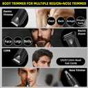 Rechargeable Body Hair Trimmer for Men, 2 in 1 Body Groomer for Men, Replaceable Hair Cutting Blade, IPX7 Waterproof Wet/Dry Ball Groin Trimmer with Charging Base