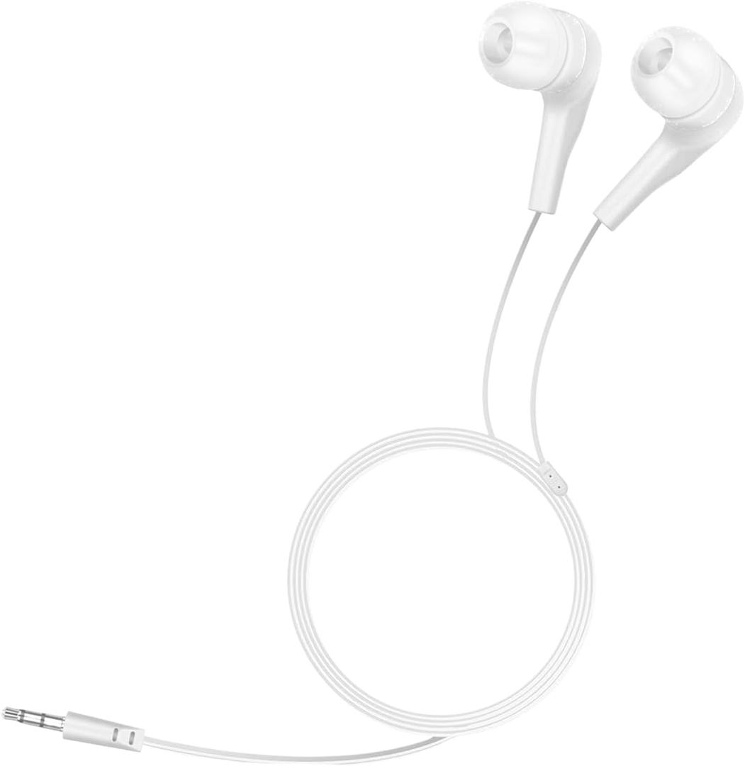 Plug-in Headphones  Wired inEar Earbuds, Lightweight Computer Stereo | 3.5 Mm Jack Kids Headphones, School Child-Friendly Audio, NoiseReducing Comfortable Fit for Laptops, (White)