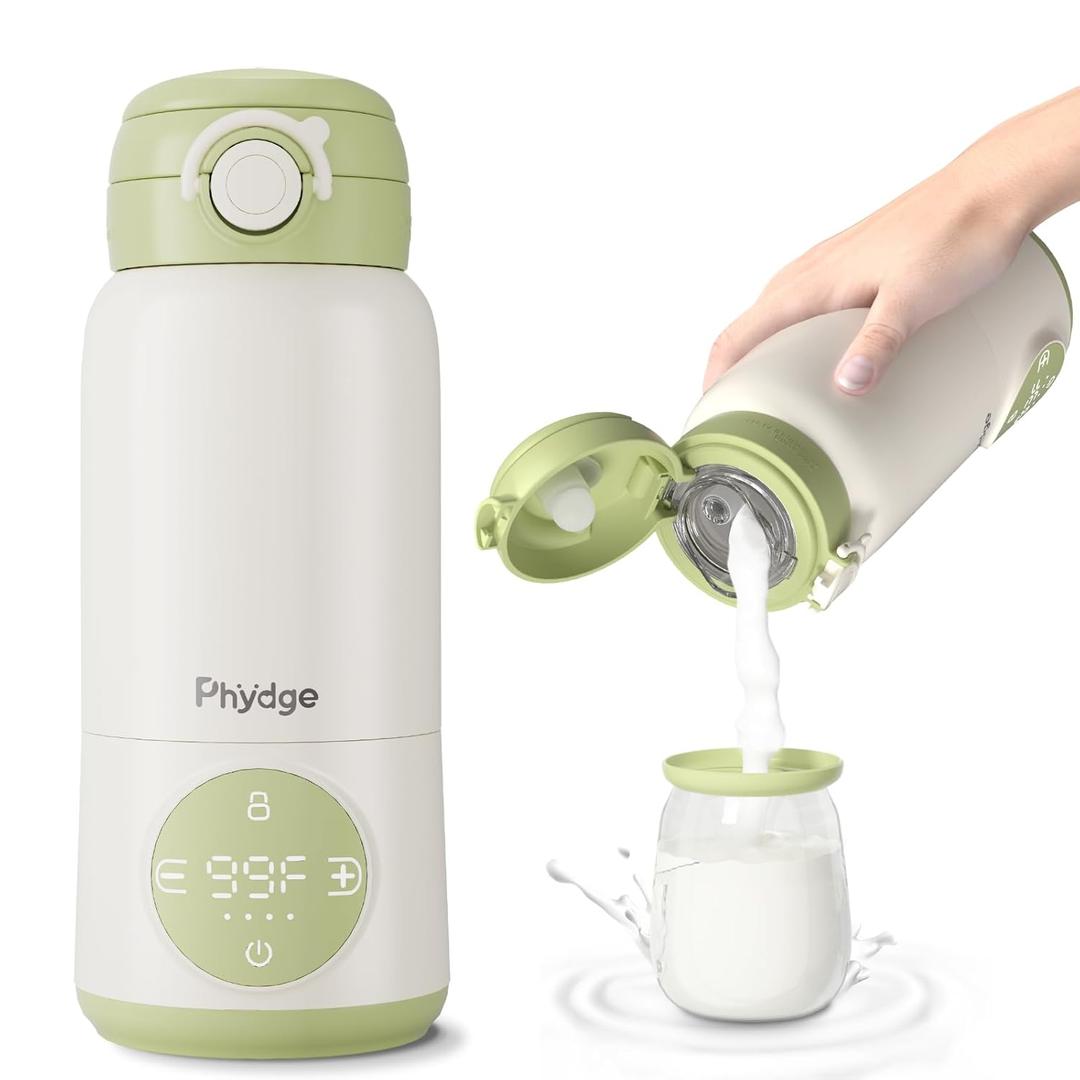 Portable Bottle Warmer for Travel, 15oz Capacity Portable Milk Warmer for Baby, Formula, Breast Milk & Water, On The Go Bottle Warmer with Long Battery Life, Even Heating, Precise Temperature Control (Green)
