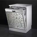 Stainless Steel Bird and Flower Pattern Kitchen Dishwasher Decor Magnet Cover, Vintage Style Vinyl Fridge Magnetic Sticker Full for Kitchen, Easy Clean Dish Washer Door Decals 23 W x 26 H