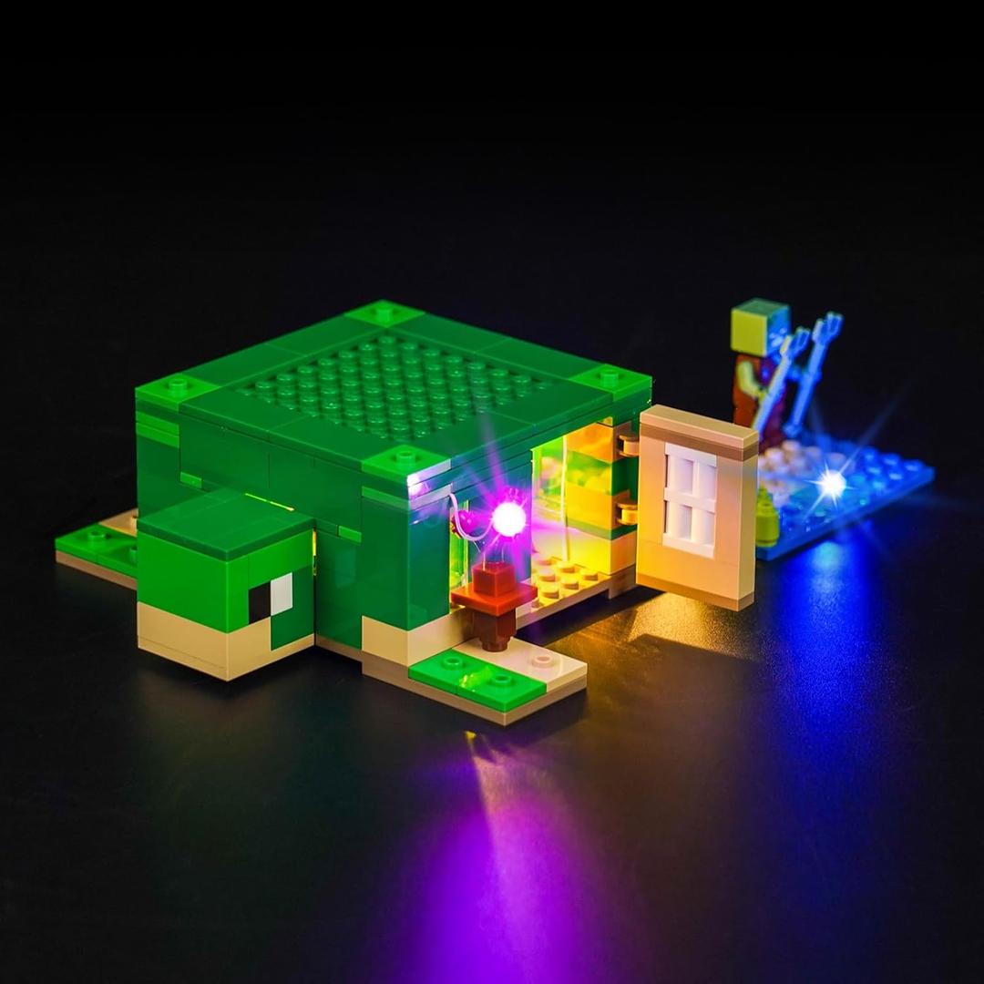 VONADO LED Light Kit Compatible with Lego Minecraft The Turtle Beach House 21254 (Lights Only, No Models) Creative Lighting Set Accessories Compatible with Lego 21254 Building Set