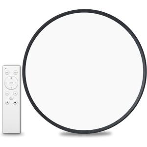 1pack 24 Inch Remote Control Dimmable Large LED Flush Mount Ceiling Light, 50w Led Ceiling Light, 2700K-6000K Selectable 4980lm Ceiling Lights, Super Slim Led Light Fixture for Bedroom Kitchen(Black)