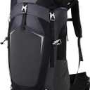 50L Hiking Backpack with Internal Frame & Rain Cover, Lightweight Backpacking Pack with Adjustable Chest Strap, Breathable Daypack for Hiking, Camping, Trekking, Travel, Men & Women(Black, 50L)