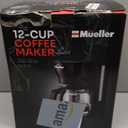 Mueller 12-Cup Drip Coffee Maker - Borosilicate Carafe, Auto-Off, Reusable Filter, Anti-Drip, Keep-Warm Function, Clear Water Level Window Coffee Machine, Kitchen Essentials & Accessories (Black)