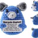 2 x White Elephant Gifts Energetic Elephant Emotional Support Funny Gifts Mini Elephant Cute and Funny White Elephant Gifts Suitable for Birthday Gag Gifts