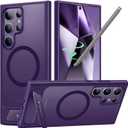 TORRAS Strong Magnetic & Seamless Stand for Samsung Galaxy S24 Ultra Case, Fit for MagSafe, Mil-Grade Drop Protection, Adjustable Kickstand for Samsung Galaxy S24 Ultra Case, Translucent Deep Purple (for Galaxy S24 Ultra, Deep Purple-S24 Ultra)