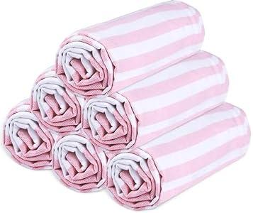 Urban Villa (Set of 6 36x72 Inches Turkish Beach Towel Oversized Absorbent Extra Large - Sand Free Quick Dry Bath Towels - Lightweight Travel Cruise Camping Spa Towels - Pink