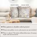 Boho Floral Throw Pillow Covers 18x18 inch Set of 2,Cream Boho Rug Geometric Floral Pattern Decor Double Sided Pattern Cushion Cover Soft Pillow Case Living Sofa Room Bed Square Pillow Cover