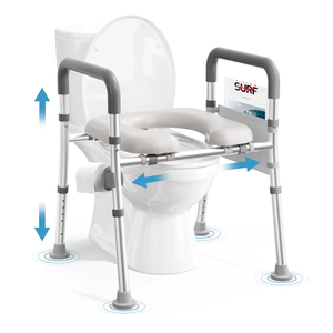 Toilet Seat Riser for Seniors, Raised Toilet Seat with Handles, Adjustable Height & Width, 400lb Handicap Elevated Toilet Seat, Fit Any Toilet