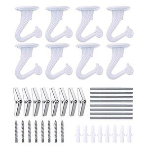 OBSTKUCHEN 8 Sets Ceiling Hooks for Hanging Plants, Heavy Duty Small Metal Swag Hook with Toggle Bolt Hardware, Indoor Outdoor Wall Plant Hanger for Lights Décor (White)