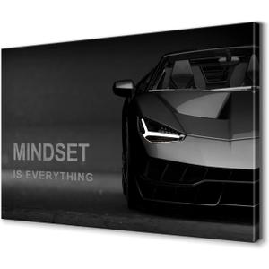 BWSPACE Motivational Canvas Wall Art Lamborghini Posters Prints Entrepreneur Bundle Set 1 Pieces Mindset Is Everything Canvas Wall Art Decorations for Office Bedroom (30" W x 40" H)