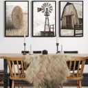 Drsoum Farmhouse Wall Art Vintage Rustic Windmill Barn Cornfield Pictures Framed Painting Landscape Countryside Rural Canvas Artwork Home Decor Ready to Hang 16x24in - Black Framed