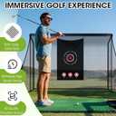 Silipull Golf Cage Net with Simulator Impact Screen Heavy Steel Frame with 2 Net Side Barriers HD Blank Impact Screen and Target Cloth Golf Simulators Enclosure for Home Indoor Outdoor, 10 x 7 ft