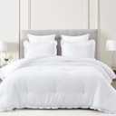 Chezmoi Collection Nora White Comforter Set Full Size 3-Piece Fluffy Soft Stone-Washed Ruffled Shabby Chic Bedding for All Season
