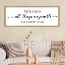 FZMHASLWW With God All Things Are Possible Wall Decor Art 40" x 15" God Is Within Her She Will Not Fall Matthew 19:26 Sign Bible Verse Large Wooden Framed Wall Hanging (Wood)