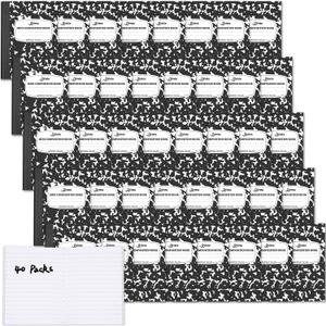 Dynta Mini Composition Notebooks Bulk, 40 Packs 3.25 x 4.5 inch Composition Books Narrow Ruled, Black Pocket Notebooks for Kids Students Men Women Teachers (60 Sheets/120 Pages)