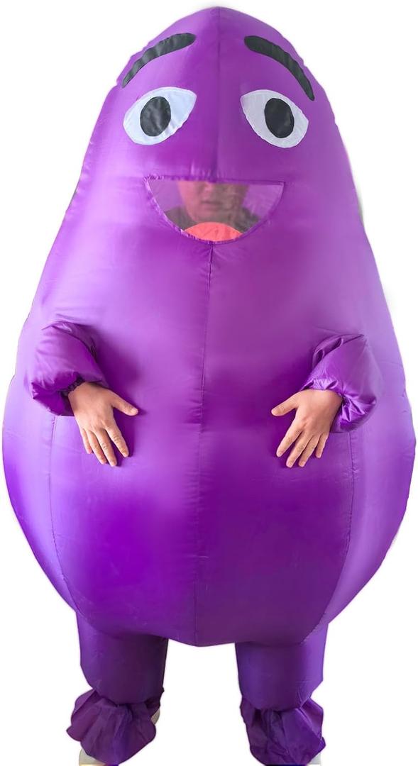 Mr.Ma Rich Inflatable Costume Adult, Purple Eggplant Halloween Mascot Costume (Adult (55'' to 75''))