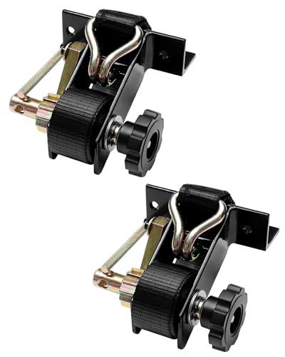 Truck Rack Straps, W/J-Hook (2PCS), 1.4" Black Square Tube Mount, 1.5" Wide x 7.5' Long, Black Ladder Rack Ratchet Straps, 500 lbs Load Heavy Duty, Lumber Rack Ratchet Straps, Pipe/Roof Rack Strap