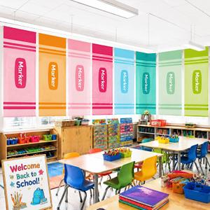 Irenare 8 Pcs School Classroom Curtains, Pastel Class Decor, 36 x 24 in, 10.2"W x 10.4"L