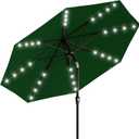 AreShark 9FT Patio Umbrella with Solar Lights, 32 Lighted Pool Umbrella w/Tilt and Crank, Outdoor Market Solar Umbrellas for Garden, Deck, Backyard, Pool and Beach, Dark Green