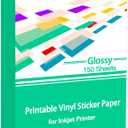 Gwybkq Glossy Printable Vinyl Sticker Paper for Inkjet Printer 150 Sheets 8.5"x11" Adhesive White Labels Decal Papers