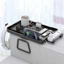 Couch Armrest Table Couch Arm Tray Plastic Sofa Arm Clip Table Sofa Caddy with Cup Holder Couch Hack Organizer Foldable Tray Table Caddy Armrest Tray Recliner for TV Eating Drink 15.15x10 Black