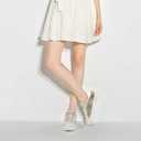 PARTY Women's Fashion Sneaker Lace Up Low Top Comfortable Cushioned Walking Shoes, Podcast, Gold Met, 8.5